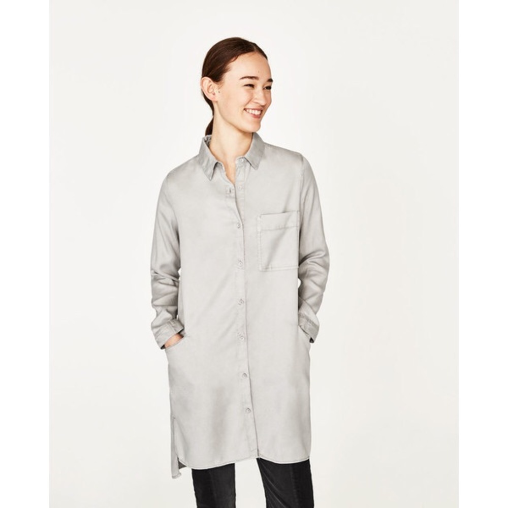 Zara Z1975 Denim Collection Light Wash Tunic Dress